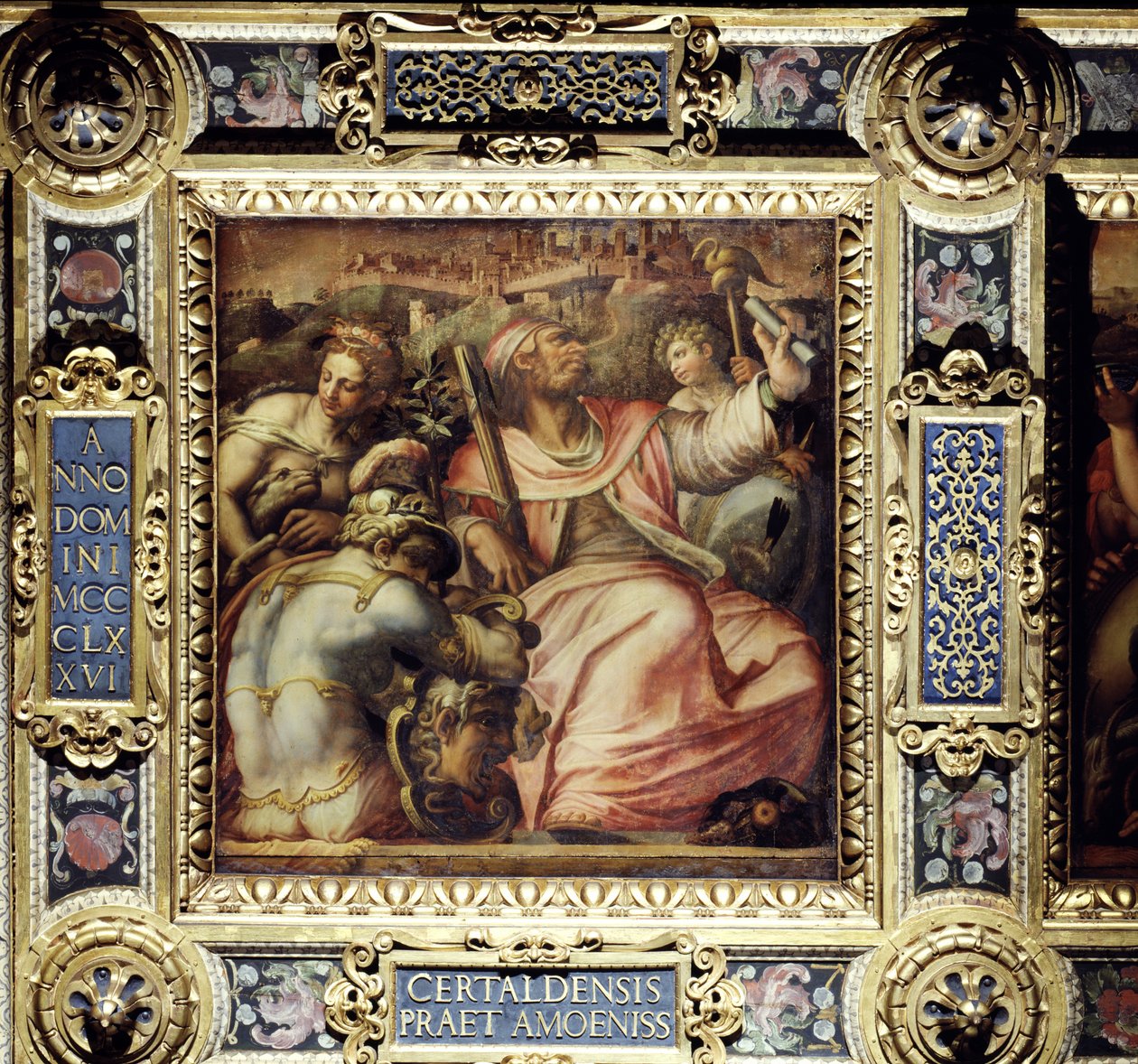 距离Salone dei Cinquecento天花板的Certaldo镇的寓言，1565（小组） 作者 乔治·瓦萨里（Giorgio Vasari）