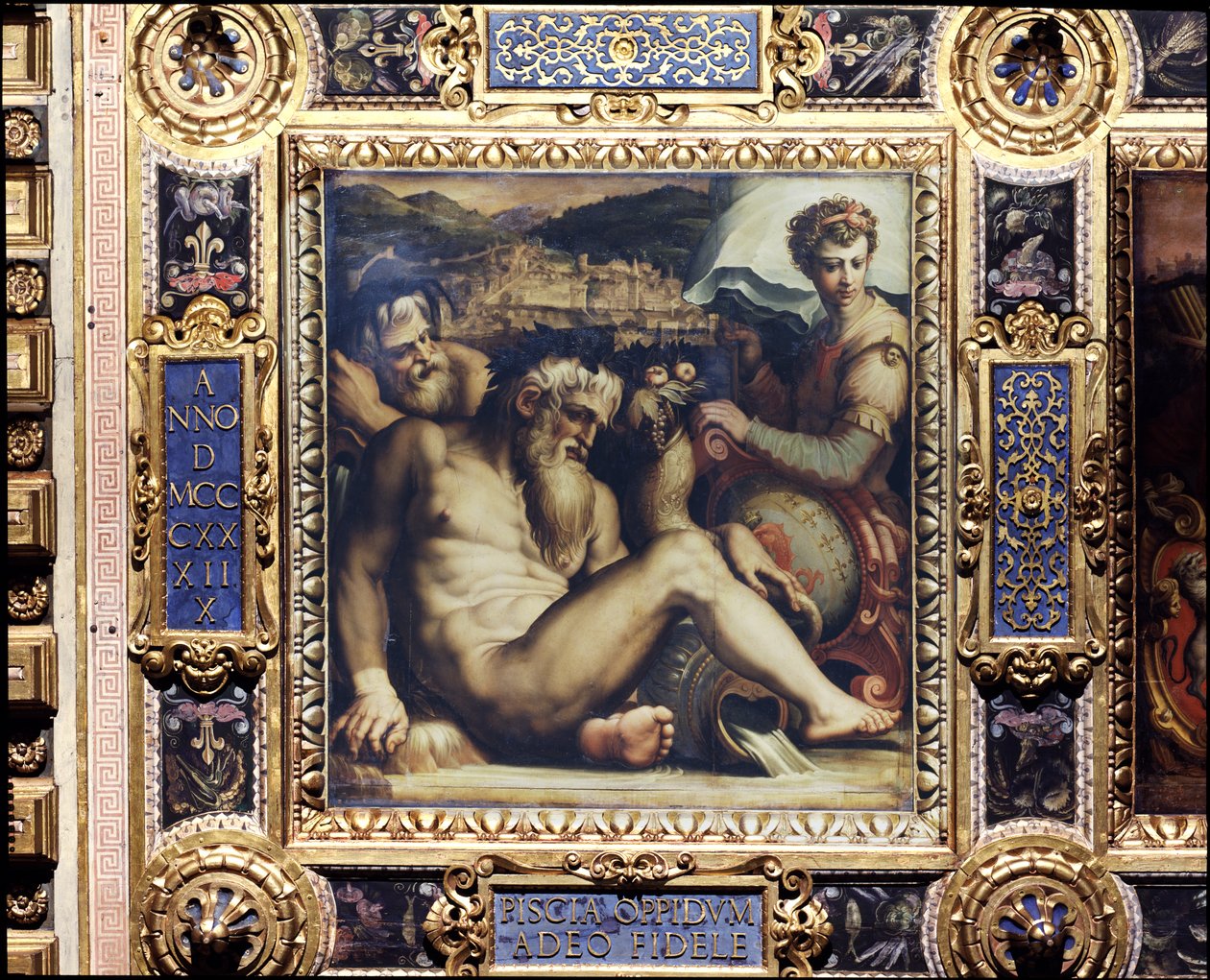 来自Salone dei Cinquecento天花板的Pescia镇的寓言，1565（小组） 作者 乔治·瓦萨里（Giorgio Vasari）