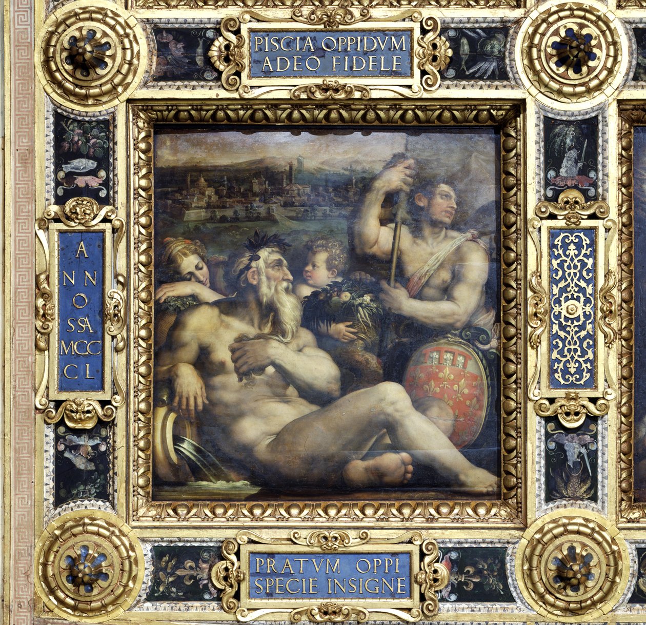 来自Salone dei Cinquecento天花板的Prato镇的寓言，1565（小组） 作者 乔治·瓦萨里（Giorgio Vasari）