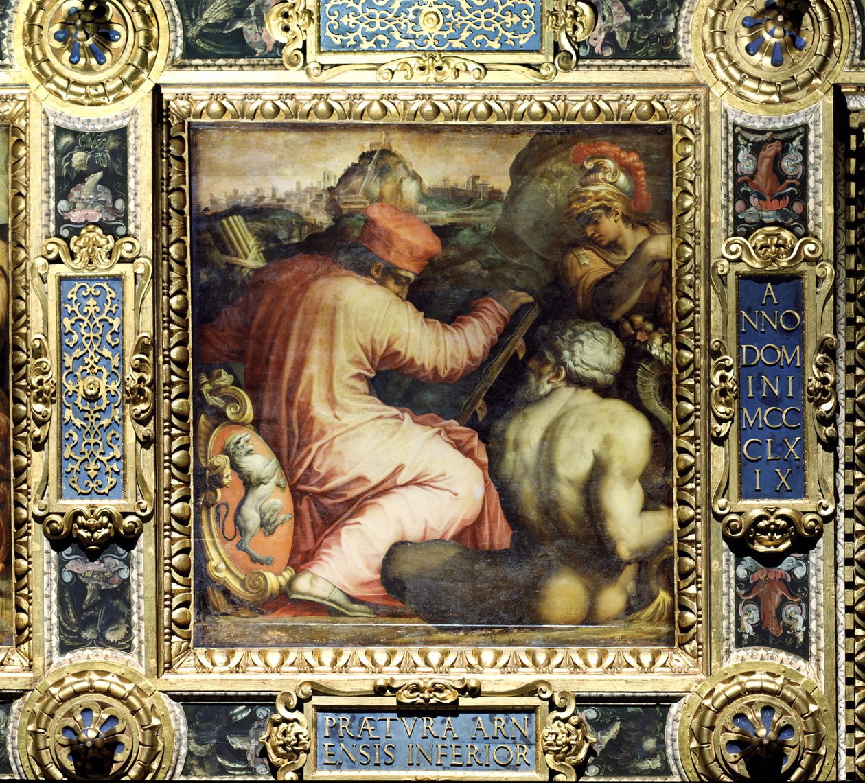 1565年（面板）Salone dei Cinquecento天花板上的San Miniato镇和Lower Valdarno镇的寓言 作者 乔治·瓦萨里（Giorgio Vasari）