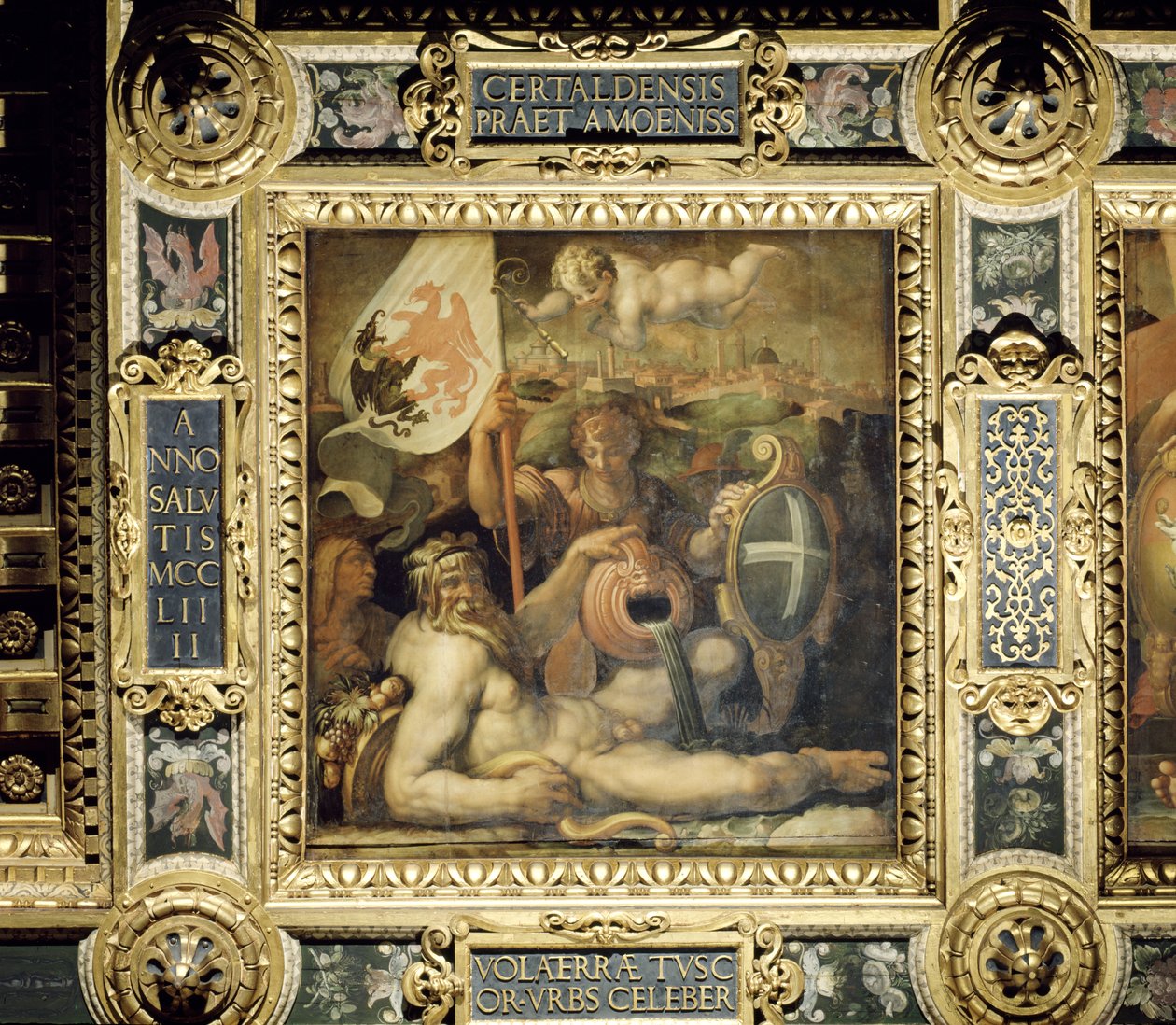 来自Salone dei Cinquecento天花板的Volterra镇的寓言，1565（小组） 作者 乔治·瓦萨里（Giorgio Vasari）