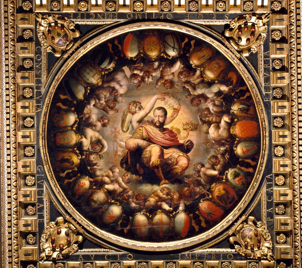 Cosimo I de&39;Medici（1519-74）的典范，来自Salone dei Cinquecento，1565（面板）的天花板 作者 乔治·瓦萨里（Giorgio Vasari）