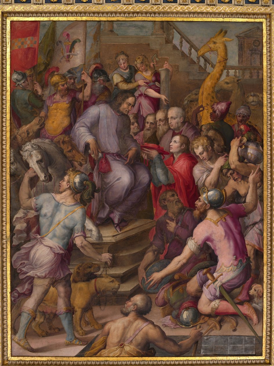 Lorenzo the Magnificent接受了大使的致敬 作者 乔治·瓦萨里（Giorgio Vasari）