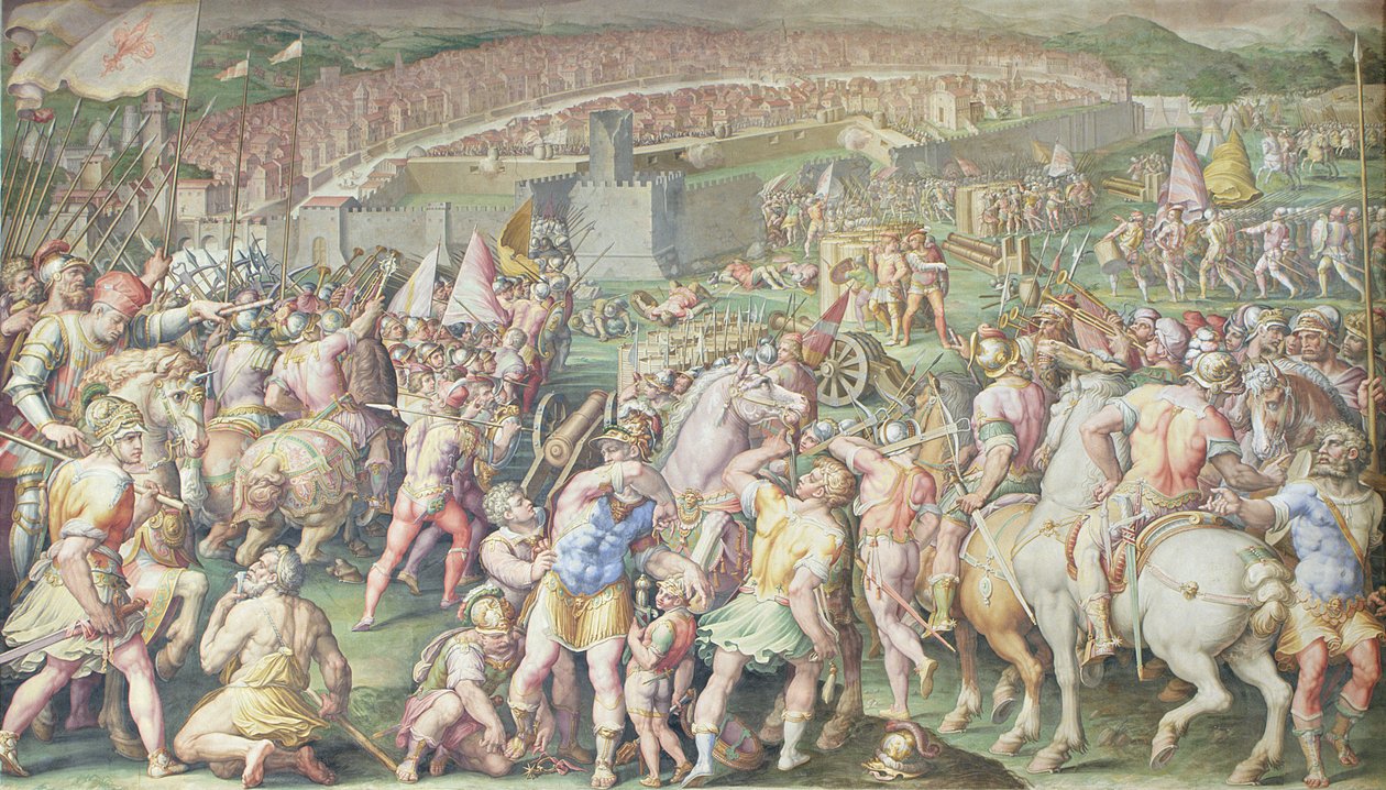 比萨被佛罗伦萨军队攻击，Salone dei Cinquecento，1555-72 作者 乔治·瓦萨里（Giorgio Vasari）