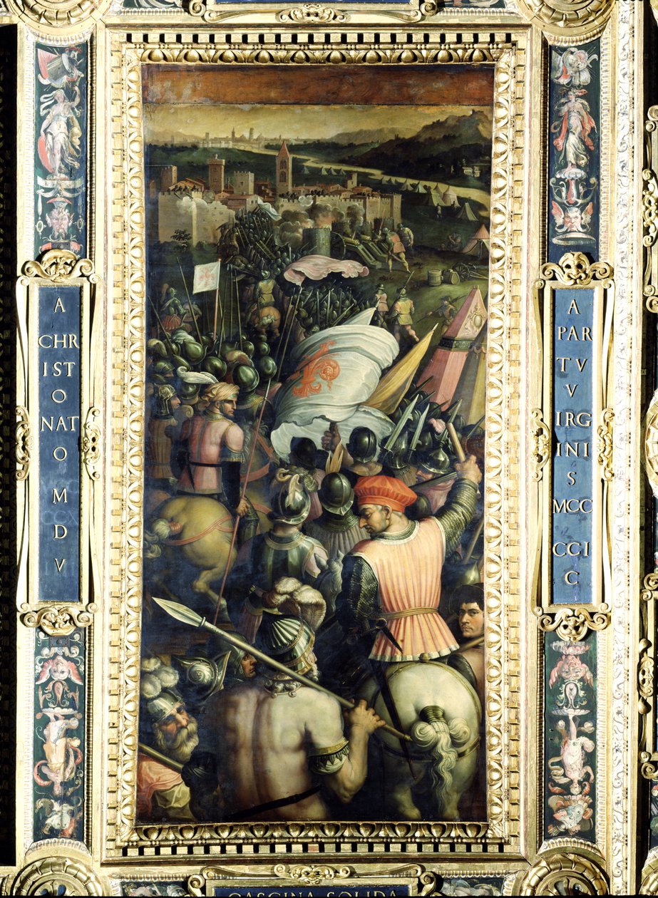 从1565年的Salone dei Cinquecento天花板上捕获Cascina（面板） 作者 乔治·瓦萨里（Giorgio Vasari）