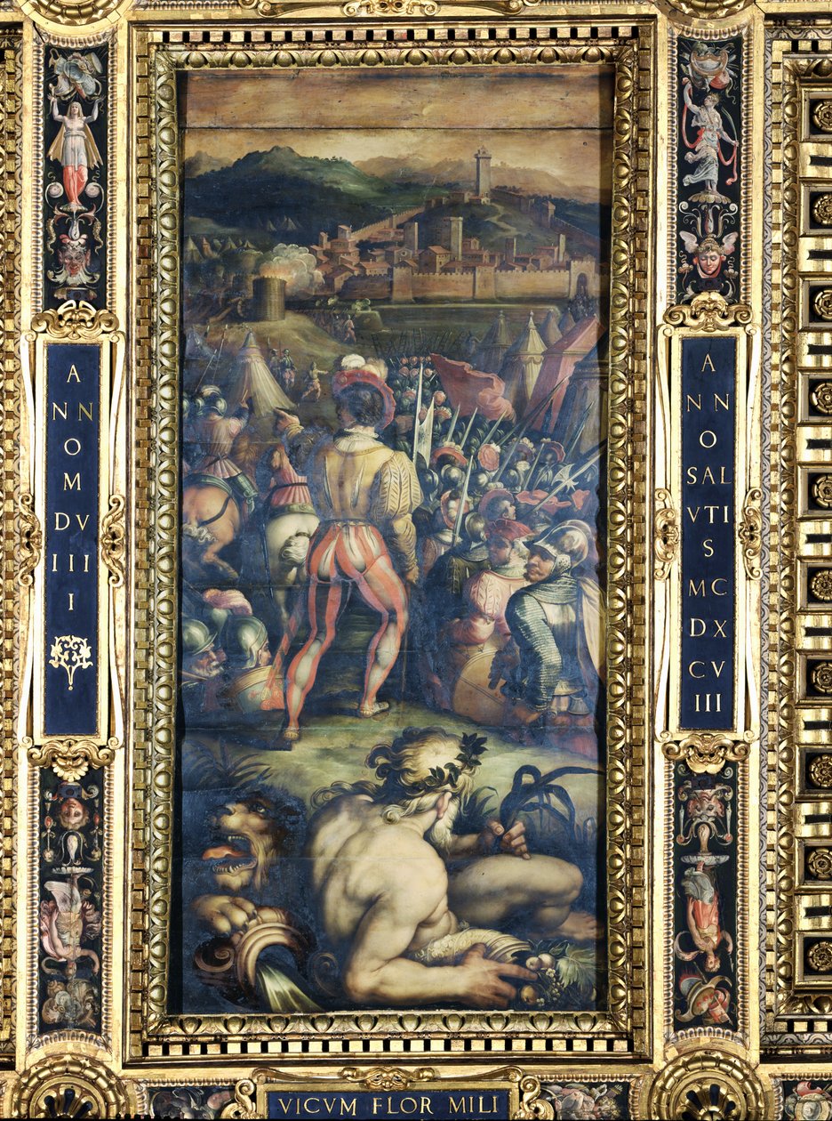 从1565年的Salone dei Cinquecento天花板捕获Vicopisano（小组） 作者 乔治·瓦萨里（Giorgio Vasari）