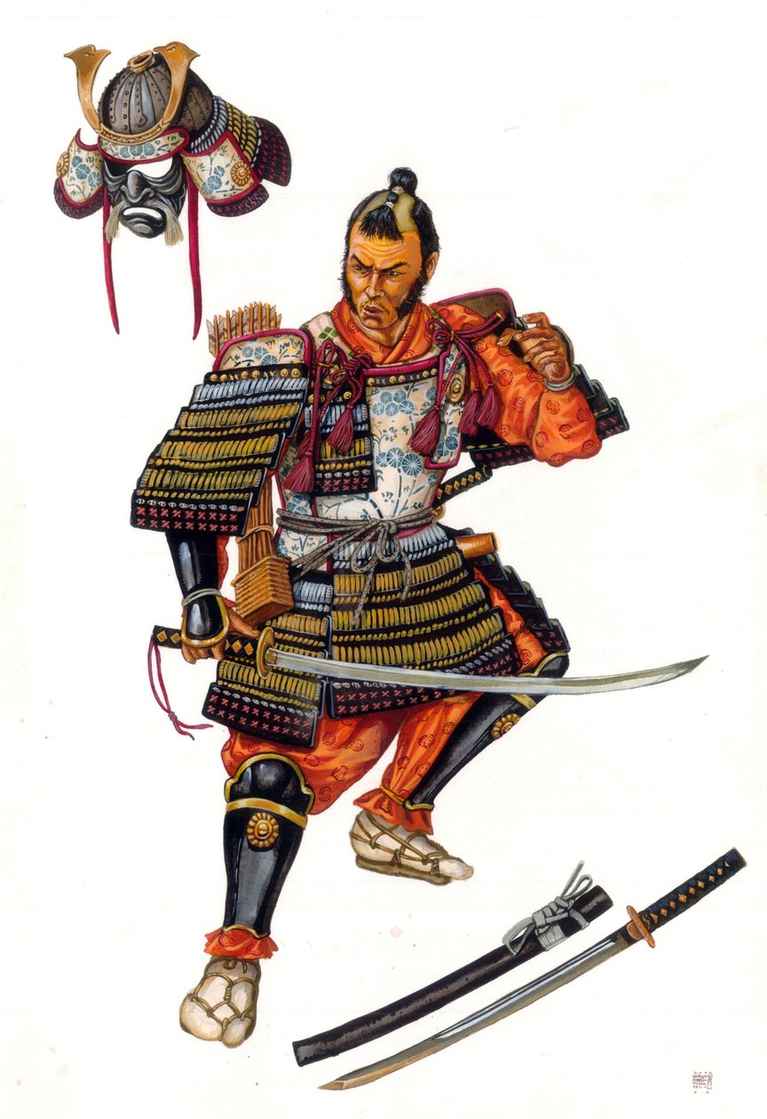 表现 16 世纪的日本武士（武士）。 作者 乔治·阿尔贝蒂尼