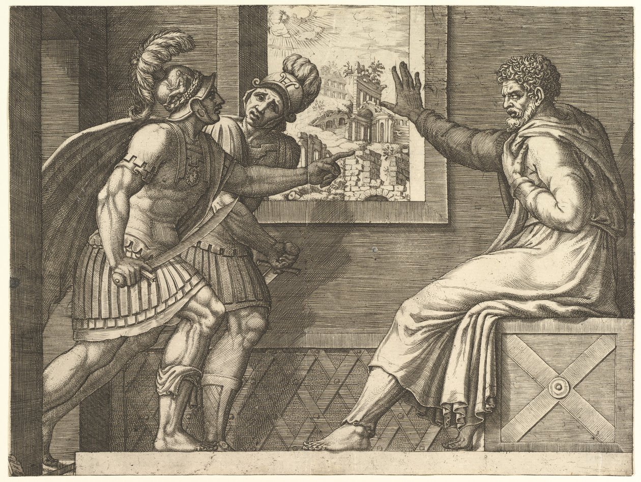 监狱的凯乌斯·马里乌斯（Caius Marius）在监狱中，两名Cimbrian士兵1560-69年进入他的牢房。 作者 乔治·吉西（Giorgio Ghisi）