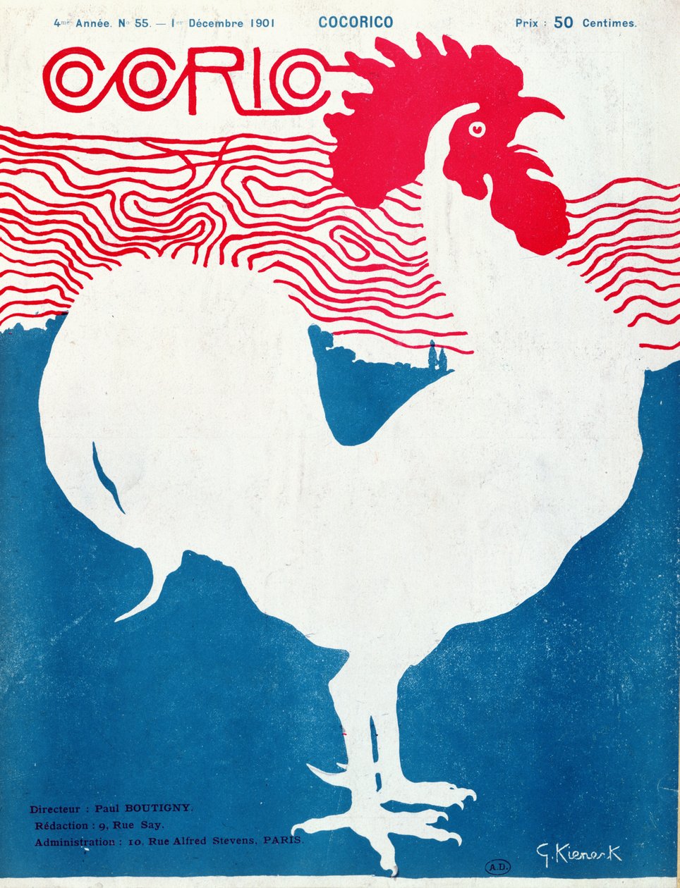 《Cocorico》杂志封面，1901 年 12 月（彩色平版印刷） 作者 乔治·基纳克（Giorgio Kienerk）