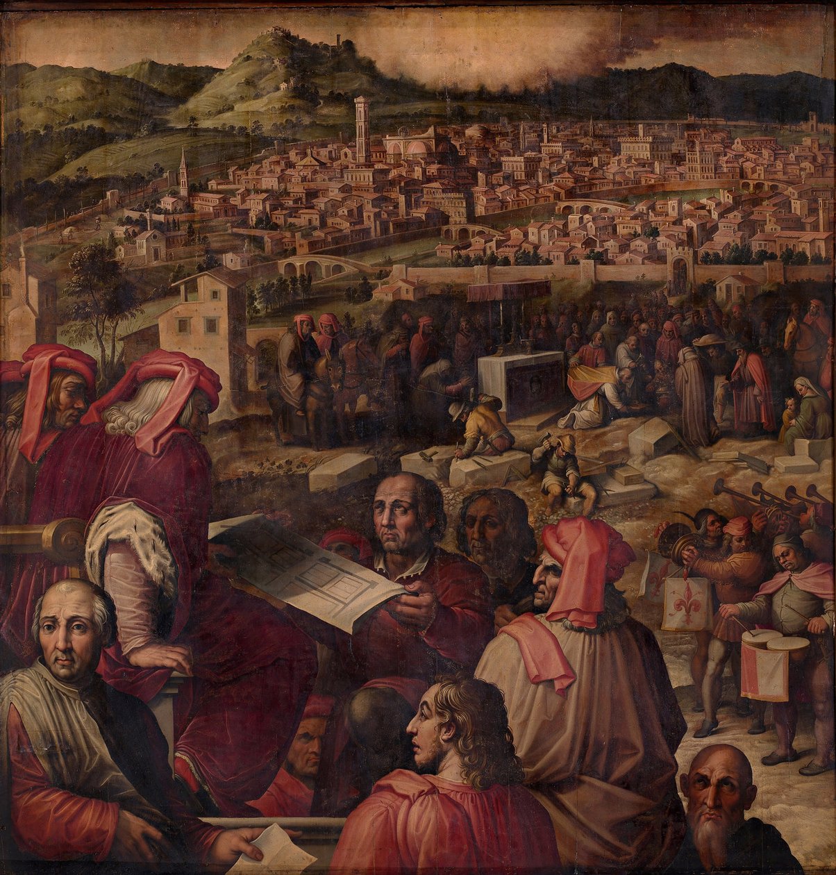 阿诺佛·迪·坎比奥（Arnolfo di Cambio）展示了佛罗伦萨（1563-1565）扩建计划 作者 乔治·瓦萨里（Giorgio Vasari）