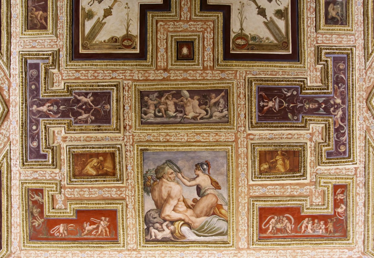 Ceres护理Triptolemus，Altoviti天花板的细节，1553壁画 作者 乔治·瓦萨里（Giorgio Vasari）