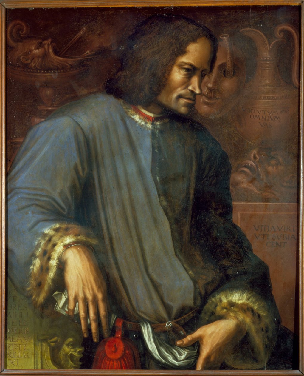 Laurent de Medici (1449 - 1492) (Laurent the Magnifico: Lorenzo the Magnificent)。 乔治·瓦萨里 (1511 - 1574) 的绘画。 乌菲兹博物馆。 佛罗伦萨。 作者 乔治·瓦萨里（Giorgio Vasari）