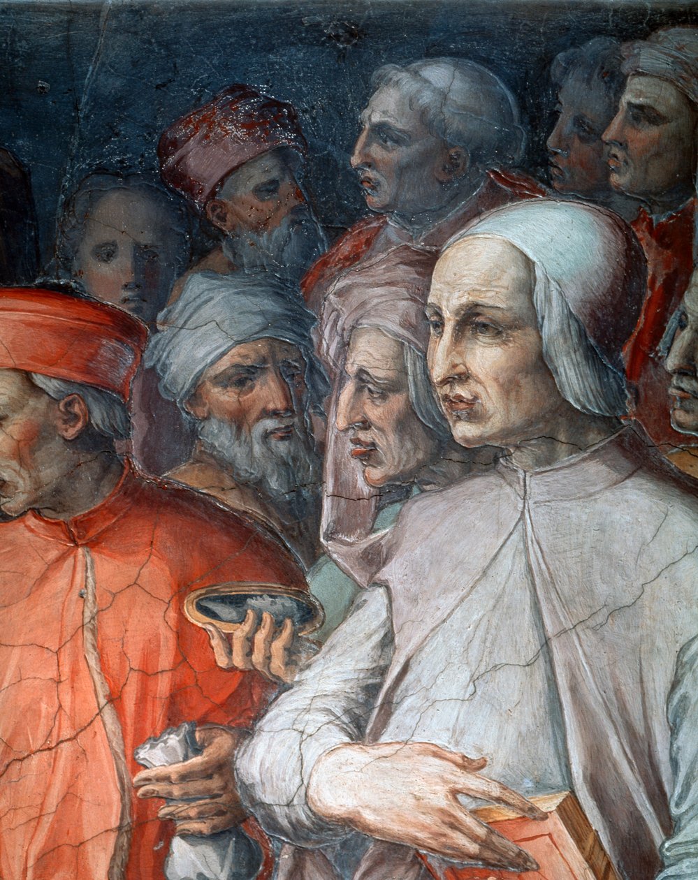 Marsilio Ficino在Paolo del Pozzo Toscanelli的侧面，科西莫老人在哲学家和艺术家中的细节 作者 乔治·瓦萨里（Giorgio Vasari）