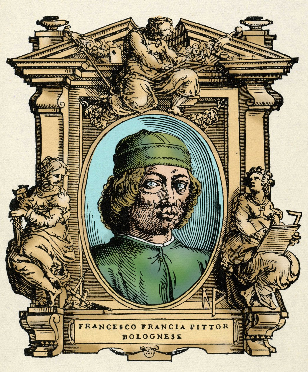 意大利画家Francesco FRANCIA (1450- 1517)的肖像。Giorgio Vasari的论文《最优秀的画家、雕塑家和建筑师的生活》（Le Vite de