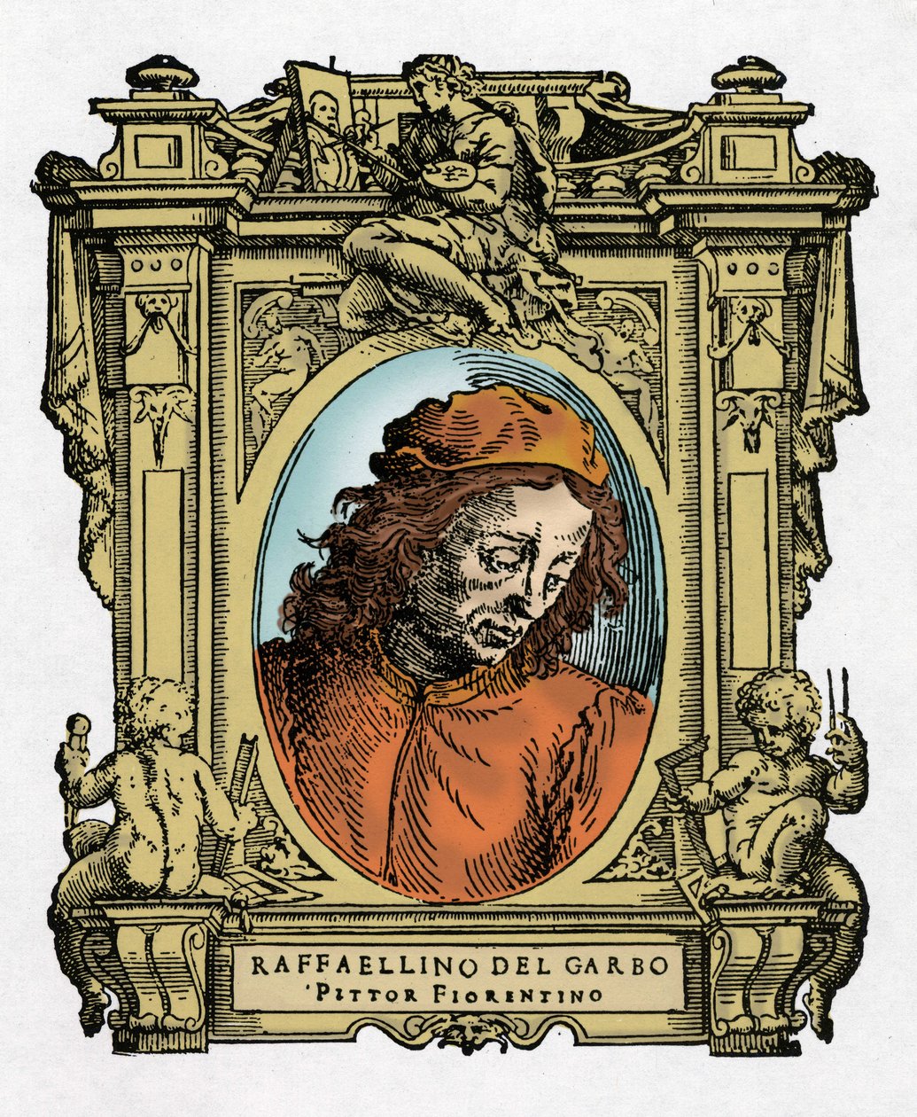 RAFFAELLINO DEL GARBO (Raffaellino de Carli)（1466-1525）意大利画家的肖像。乔治-瓦萨的《最优秀的画家、雕塑家和建筑师的生活》（Le Vite de