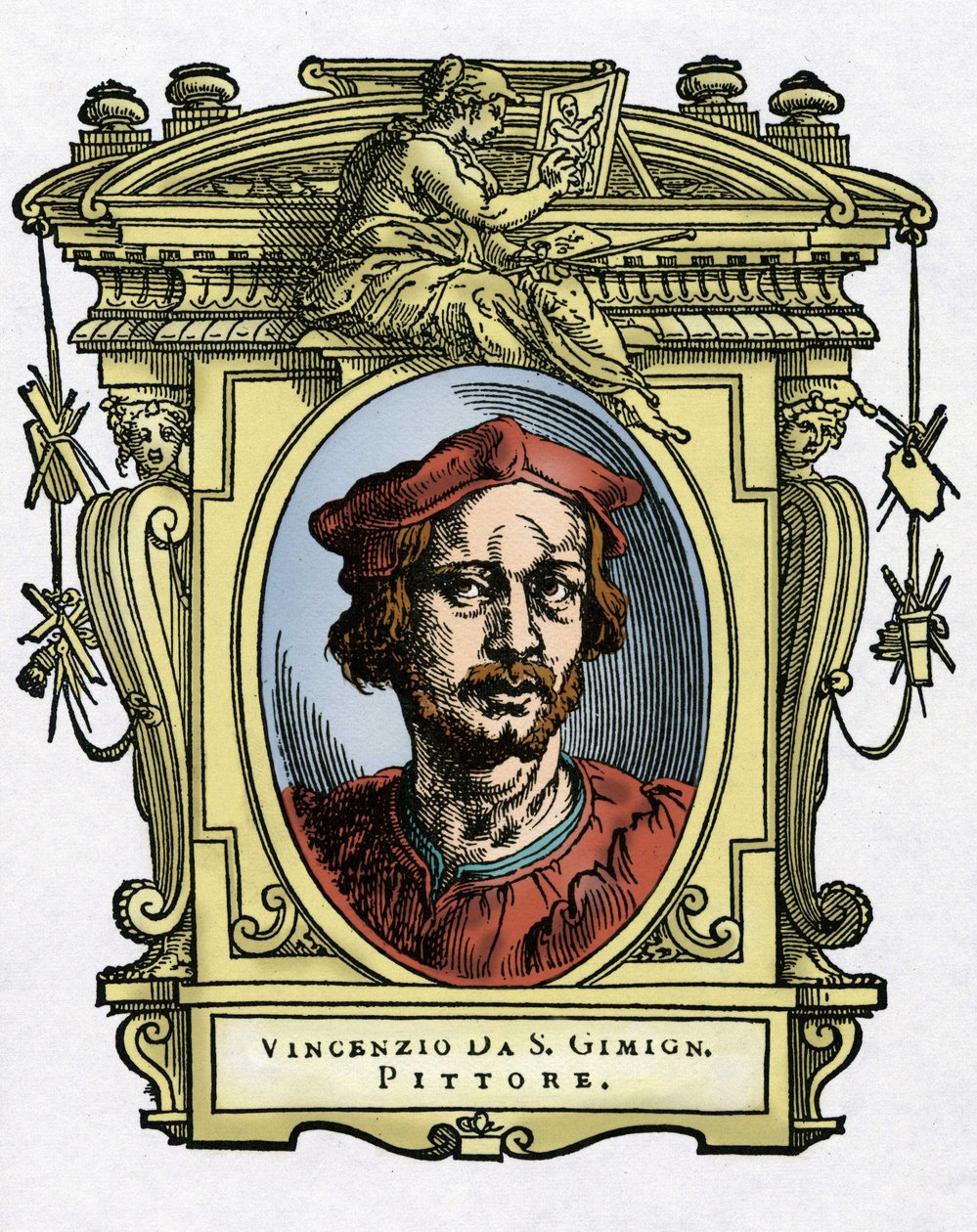 文森佐-塔马尼（Vincenzo da San Gimignano）（1492-1530）意大利画家的肖像。乔治-瓦萨的 "最优秀的画家、雕塑家和建筑师的生活"（Le Vite de