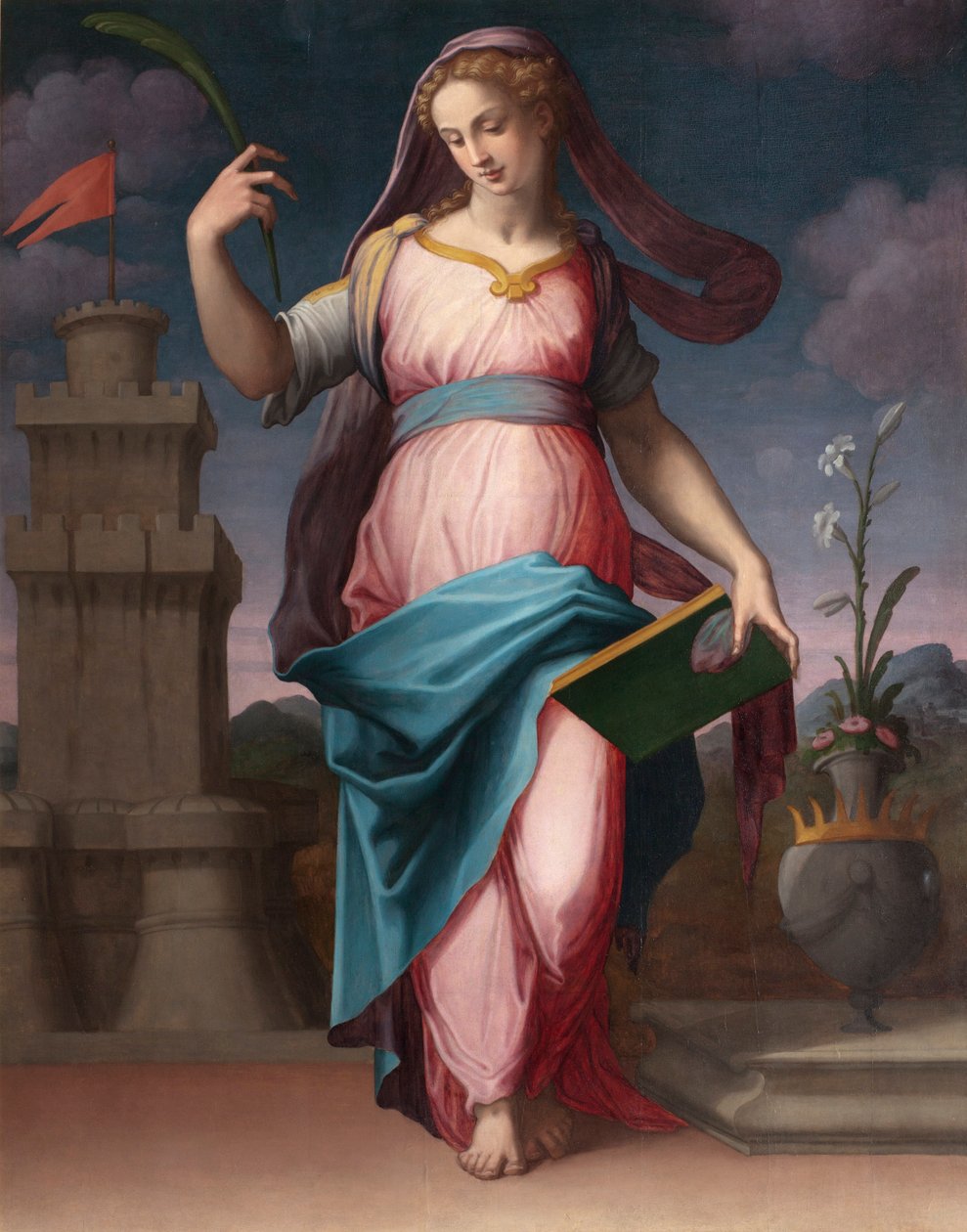 Sainte Barbe (St Barbara) - Peinture de Giorgio Vasari (1511-1574), huile sur toile 作者 乔治·瓦萨里（Giorgio Vasari）