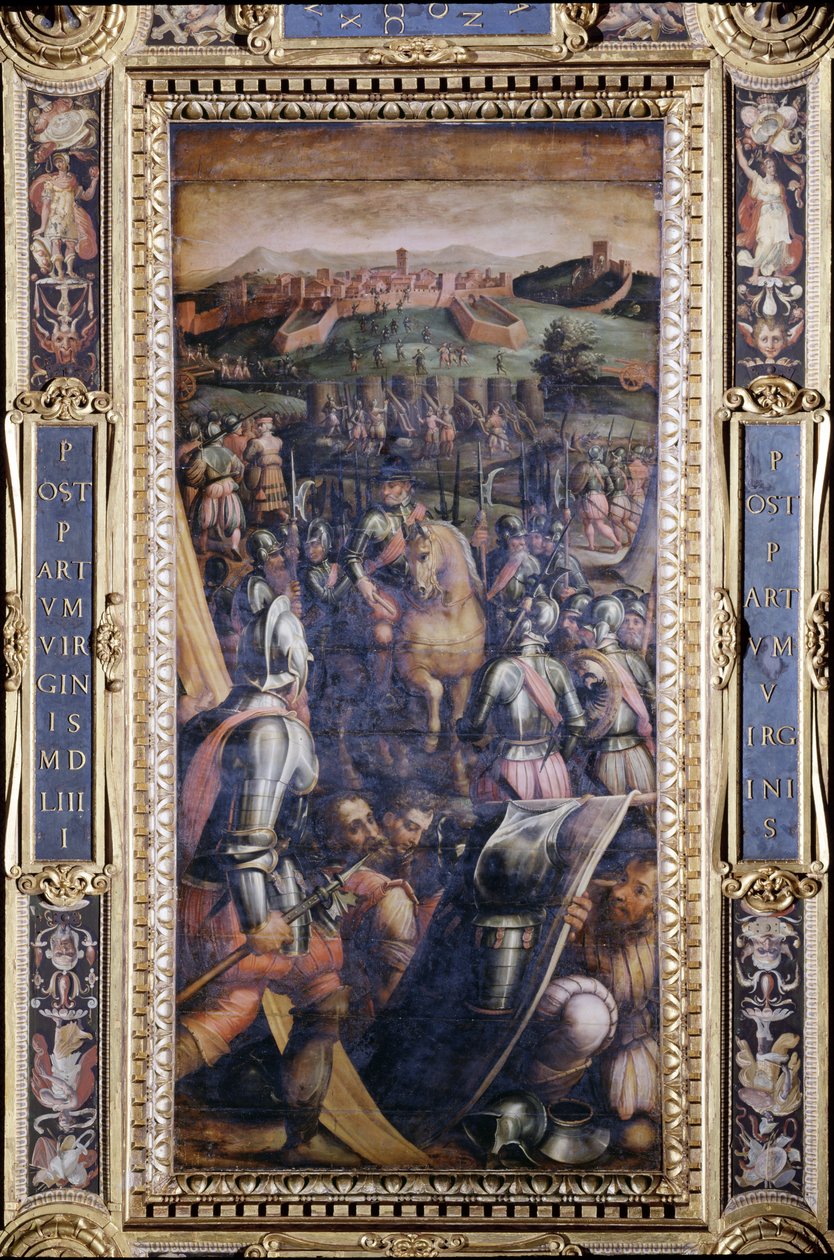 从1565年的Salone dei Cinquecento天花板上捕获Casole（面板） 作者 乔治·瓦萨里（Giorgio Vasari）