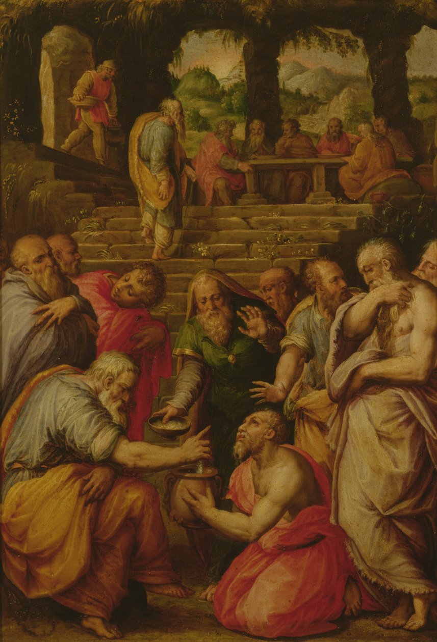 先知以利沙的奇迹（面板油画） 作者 乔治·瓦萨里（Giorgio Vasari）