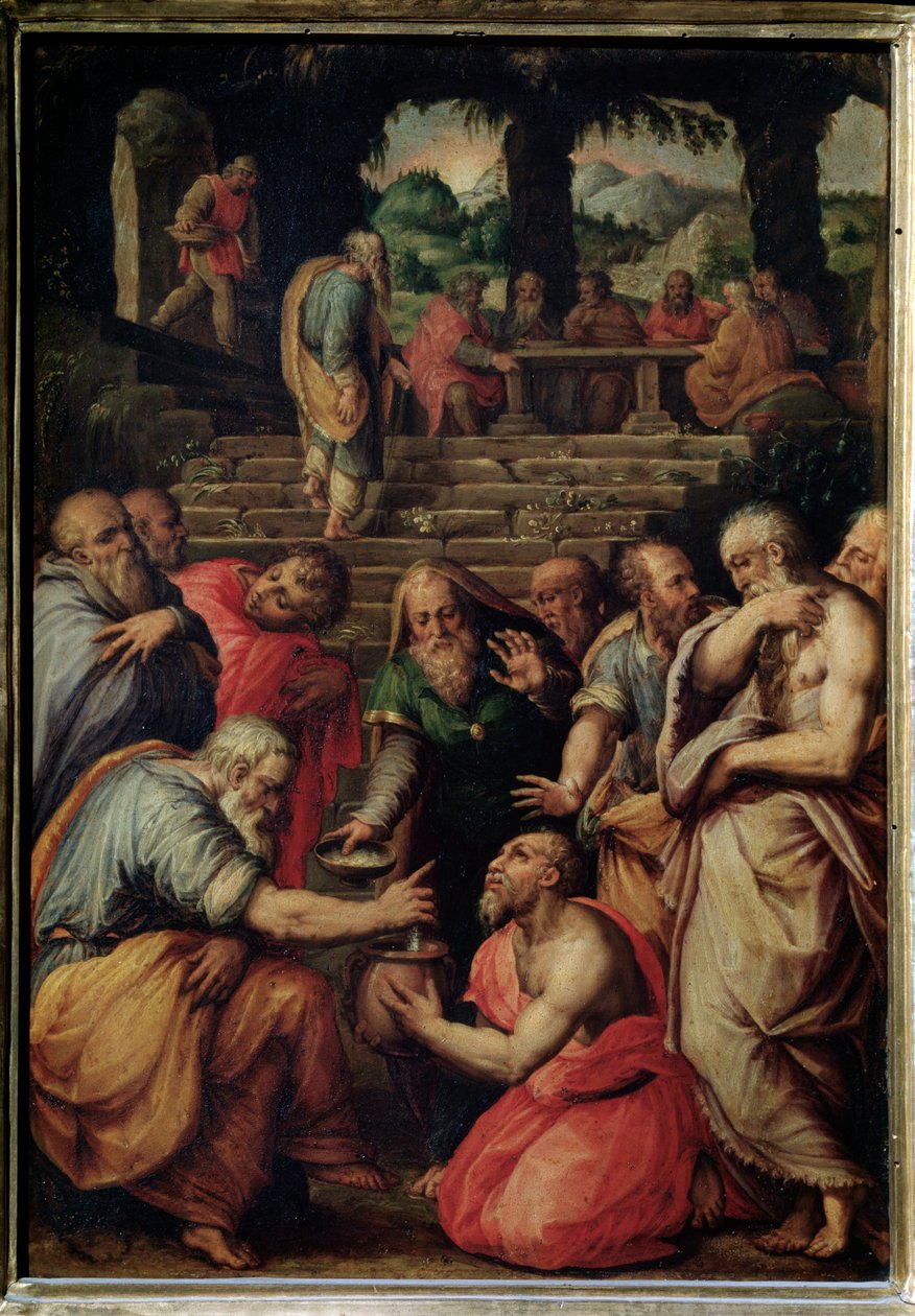先知以利沙 - 面板上的油，c.1566 作者 乔治·瓦萨里（Giorgio Vasari）