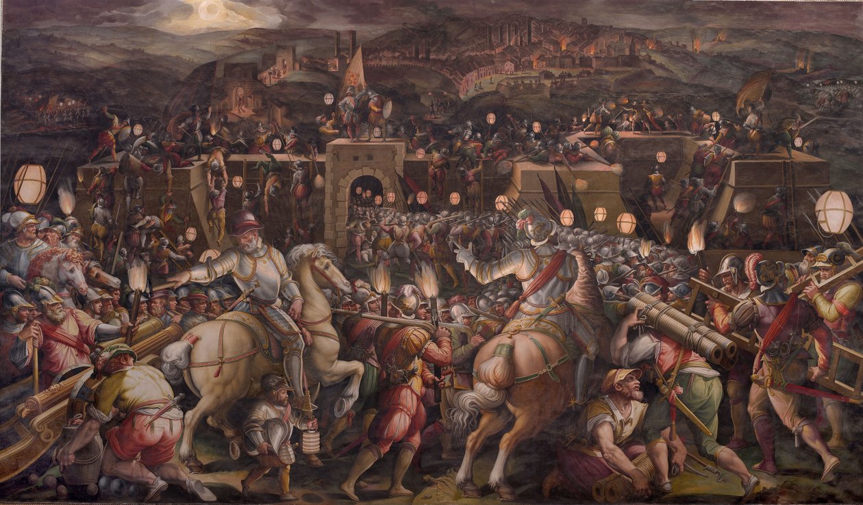 1570年在锡耶纳的Porta Camollia附近的堡垒风暴 作者 乔治·瓦萨里（Giorgio Vasari）