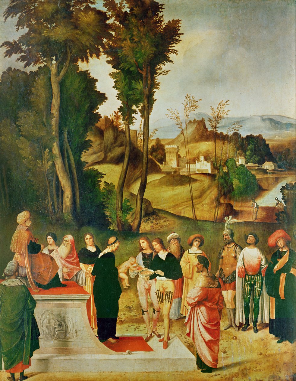 摩西正在接受法老的考验，c.1502-05 作者 Giorgione da Castelfranco