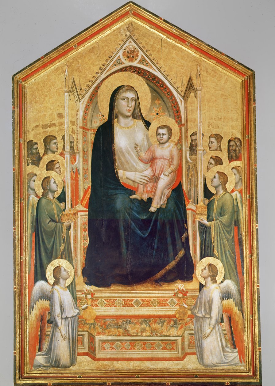 麦当娜和儿童Enthroned，1380（预修复）（面板上的蛋彩画）（另见63334） 作者 乔托迪邦多内