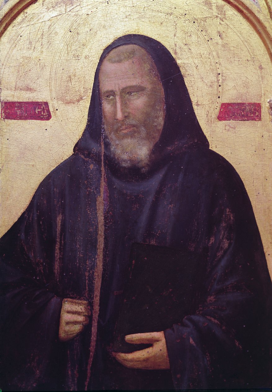 St. Benedict，Badia Altarpiece的右侧面板，c.1301（面板上的蛋彩画）（细节50341） 作者 乔托迪邦多内