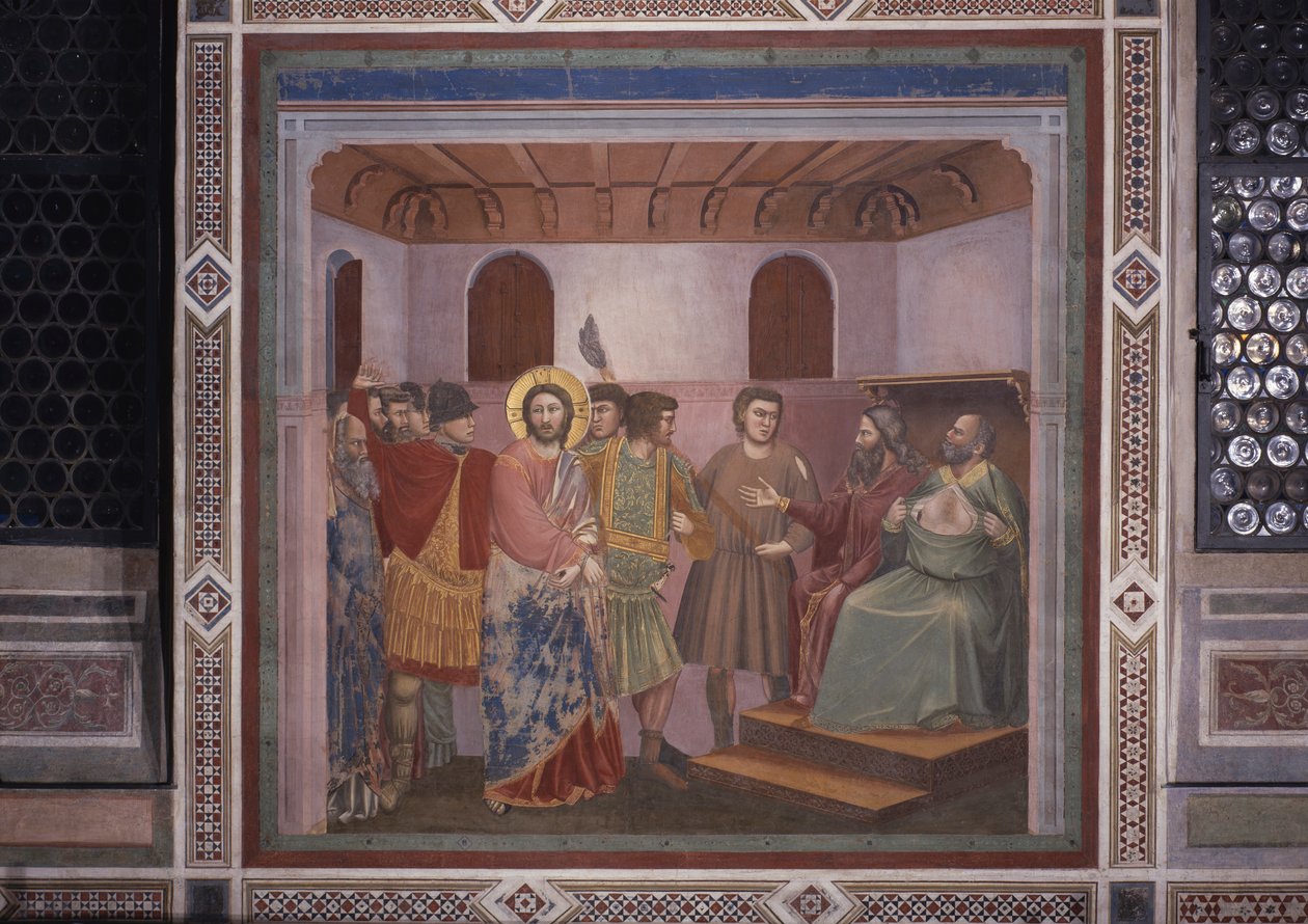 该亚法面前的基督》（Cristo davanti a Caifa），乔托创作 作者 乔托（c.1266-1337）