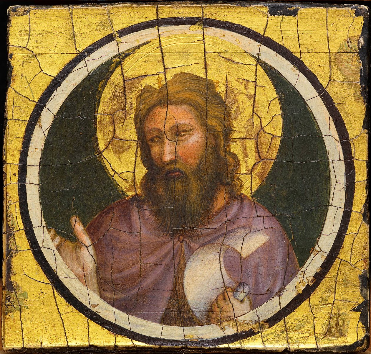 Saint John the Baptist par Giotto di Bondone (1266-1377). Tempera on panel, ca 1320, Ente Cassa di Risparmio, Firenze 作者 乔托（c.1266 1337）