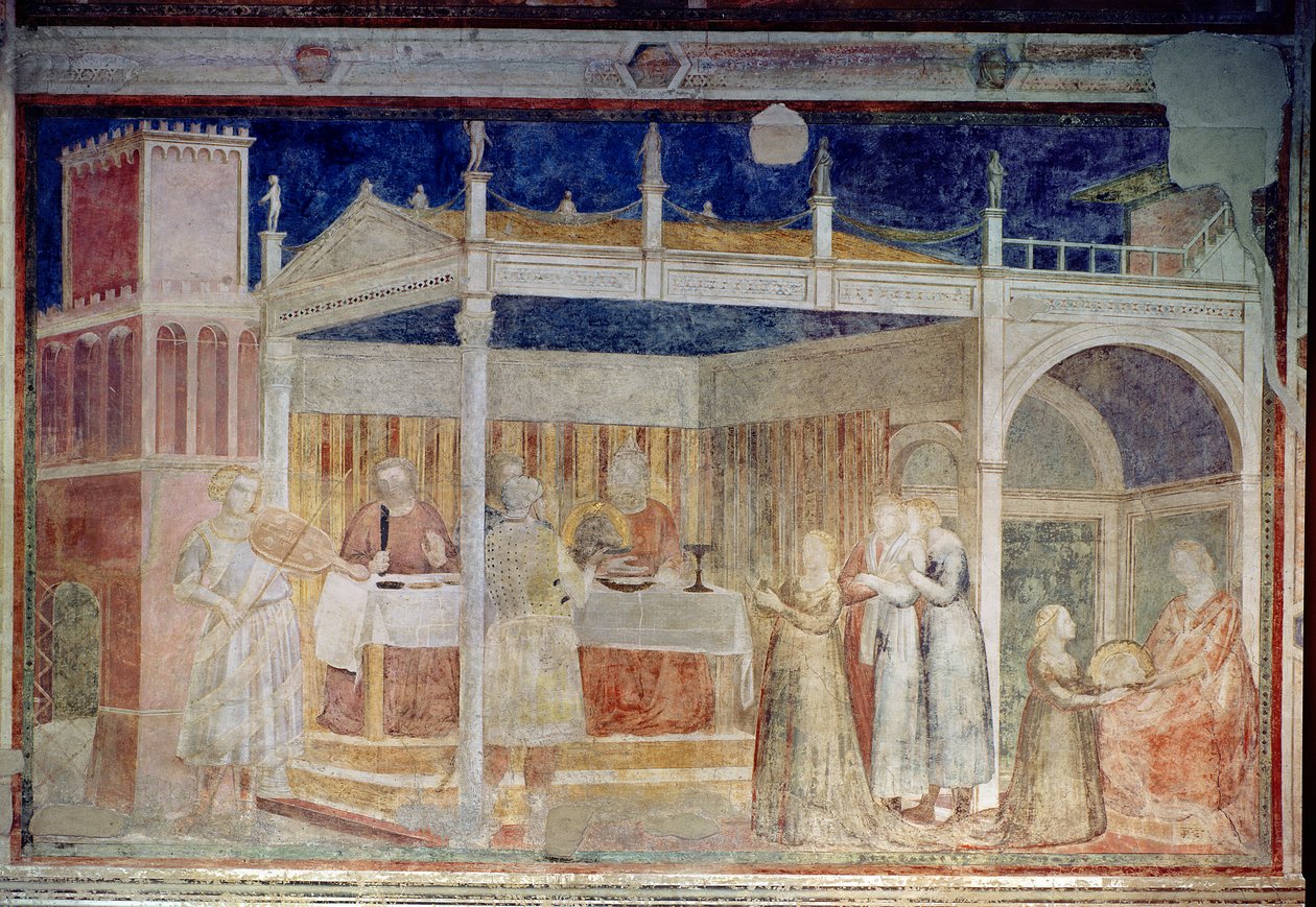 Herod&39;s Banquet，来自Peruzzi Chapel 作者 乔托迪邦多内
