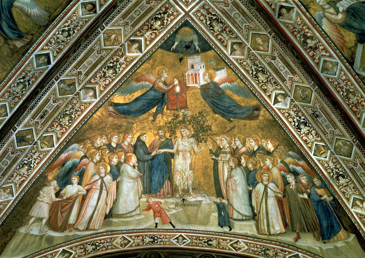 圣弗朗西斯与神圣贫困的神秘婚姻 作者 Giotto di Bondone学校的Giotto di Bondone学校的