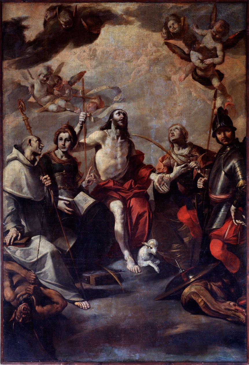 St John the baptist, St George, St Lucy, St Catherine, St Bernard (Painting 作者 乔瓦奇诺·阿塞雷托（Giovacchino Assereto）