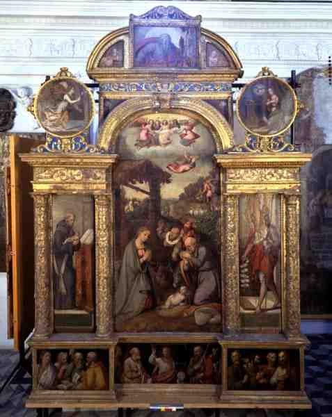展示耶稣诞生和其他宗教场景的多联画（板面油画 作者 Giovan Filippo (School of) Crescuolo