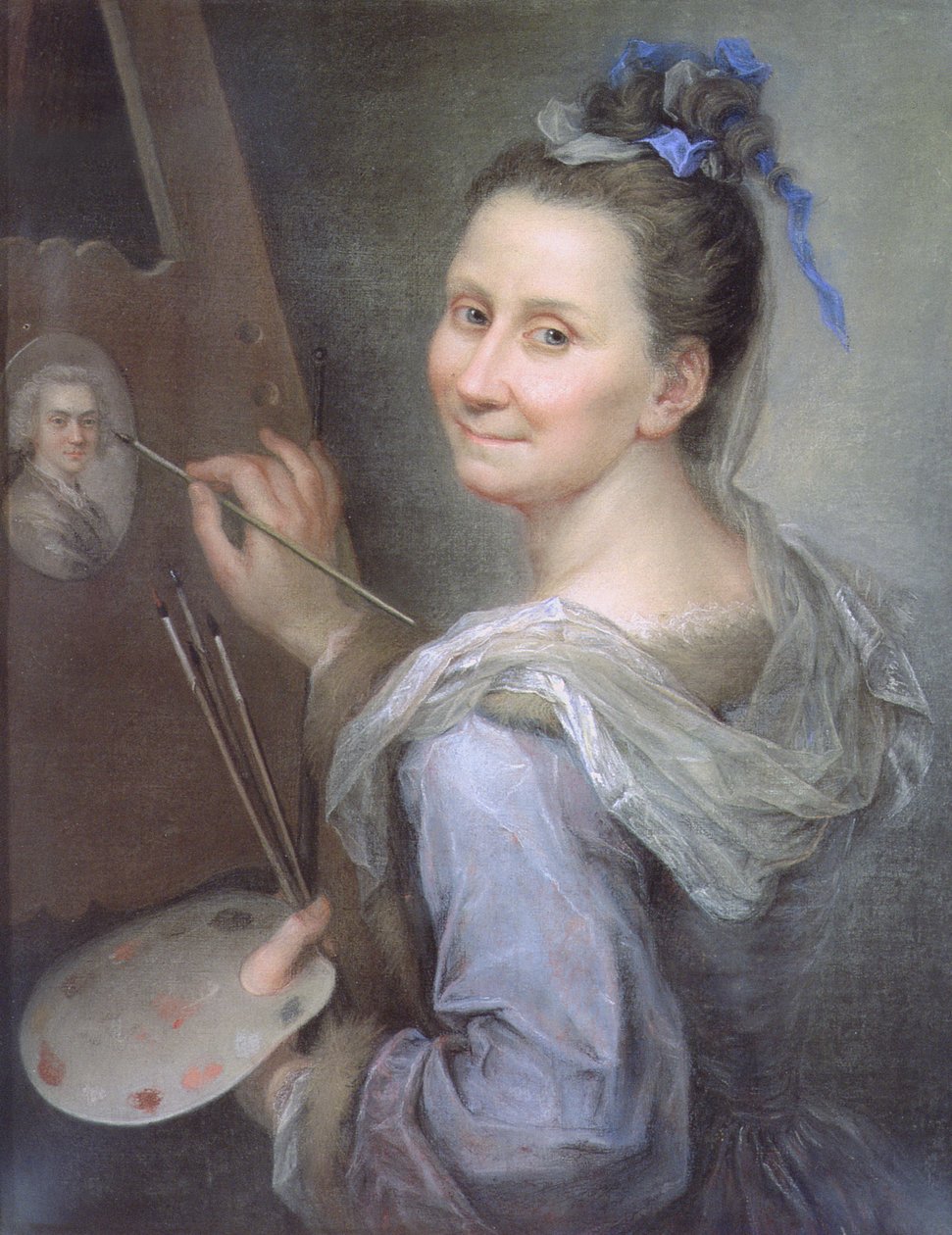 自画像，1720（纸上粉彩） 作者 乔万娜·弗雷特里尼（Giovanna Fratellini）