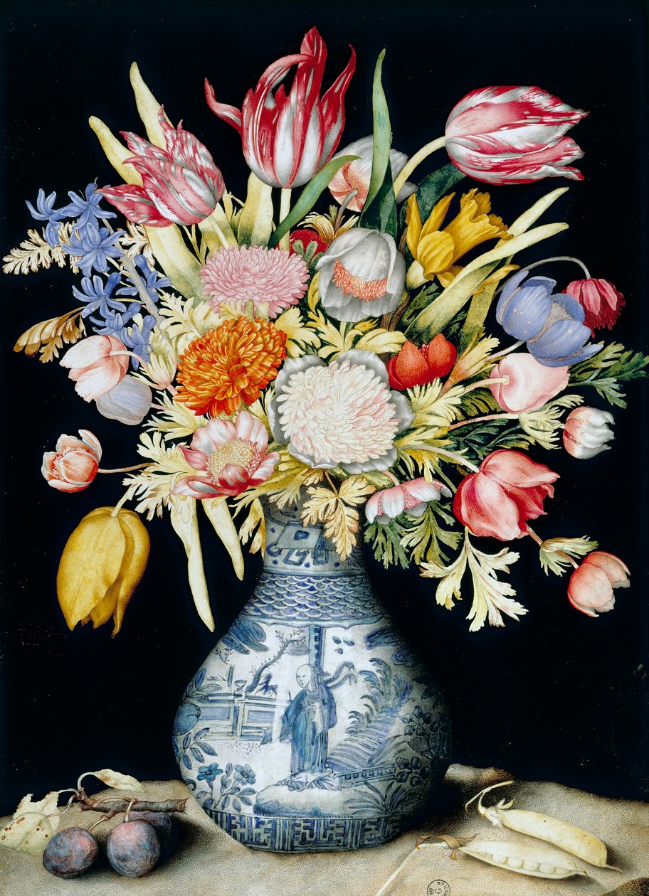 中国瓷器花瓶（水彩画 作者 乔万娜·加佐尼（Giovanna Garzoni）