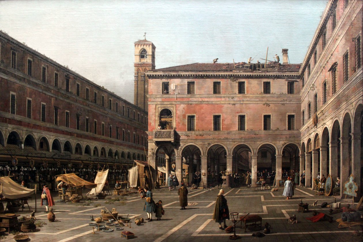 Canaletto Campo di Rialto 作者 乔瓦尼·安东尼奥运河（Canaletto）