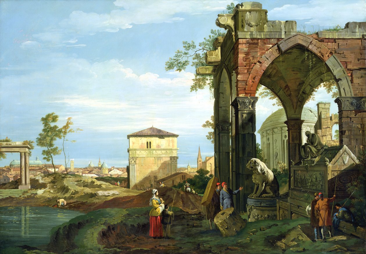 Capriccio与来自帕多瓦的图案 作者 乔瓦尼·安东尼奥运河（Canaletto）