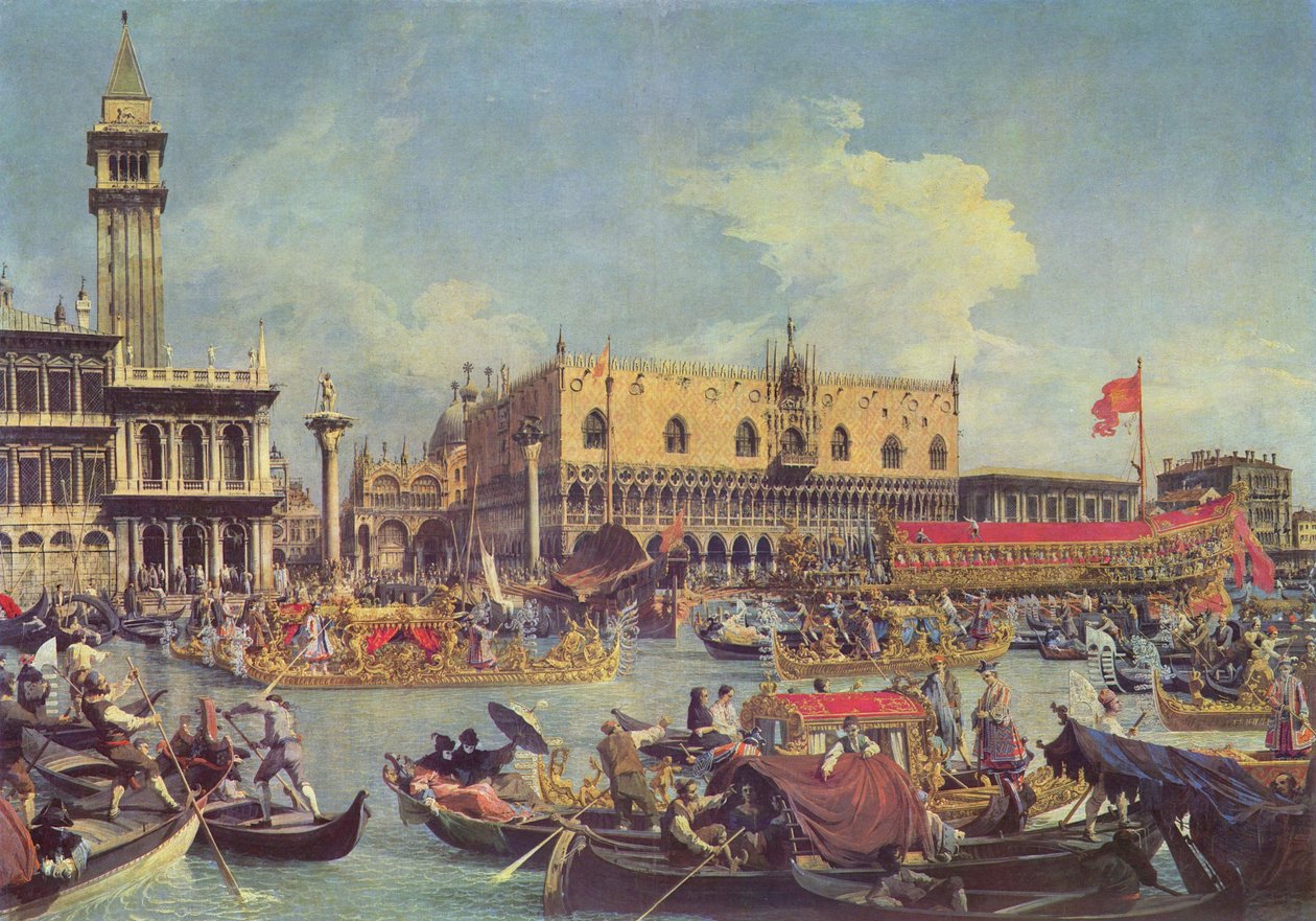 在Doge宫殿前面的Bucentaur 作者 乔瓦尼·安东尼奥运河（Canaletto）