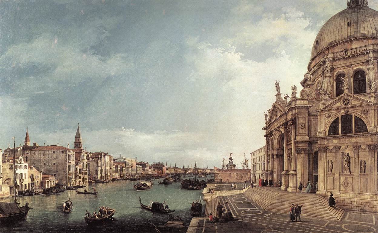 进入大运河;向东看 作者 乔瓦尼·安东尼奥运河（Canaletto）