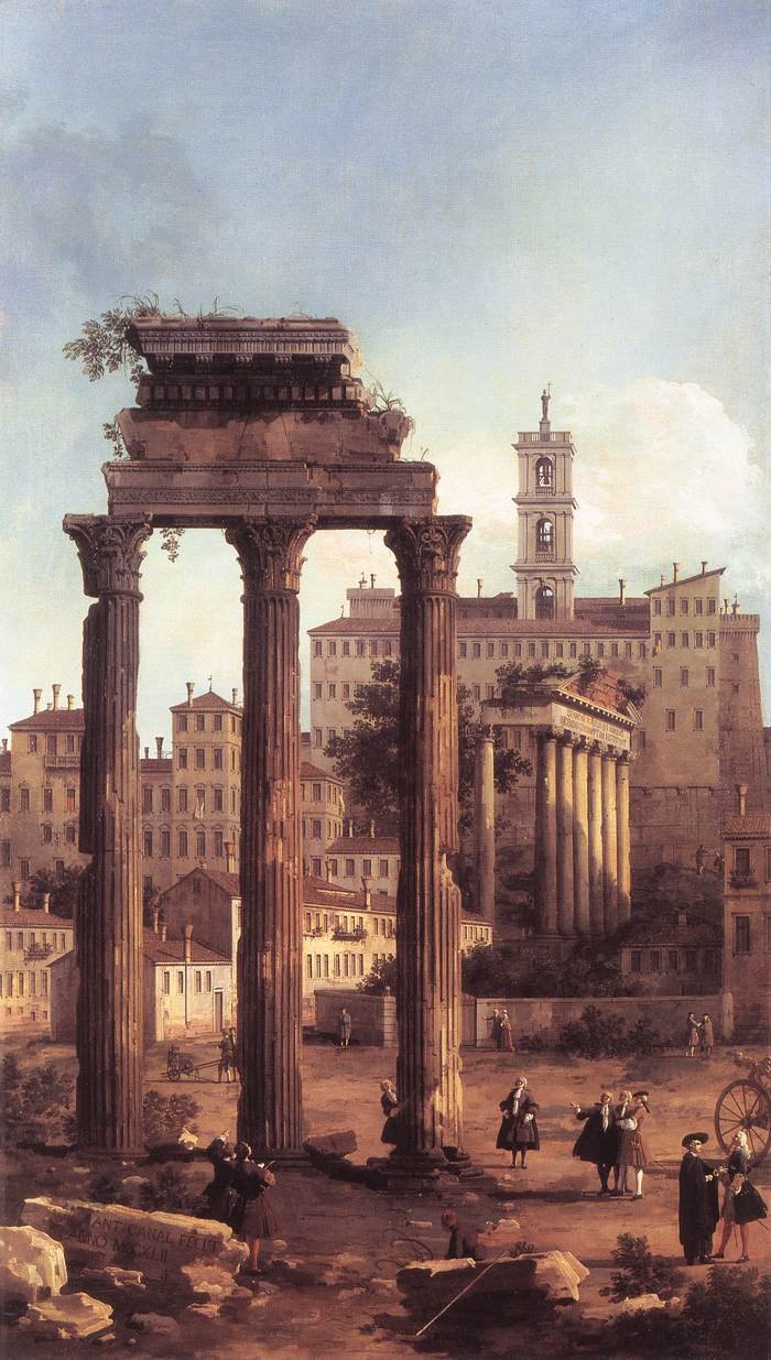 罗马：论坛的废墟，望向国会大厦 作者 乔瓦尼·安东尼奥运河（Canaletto）