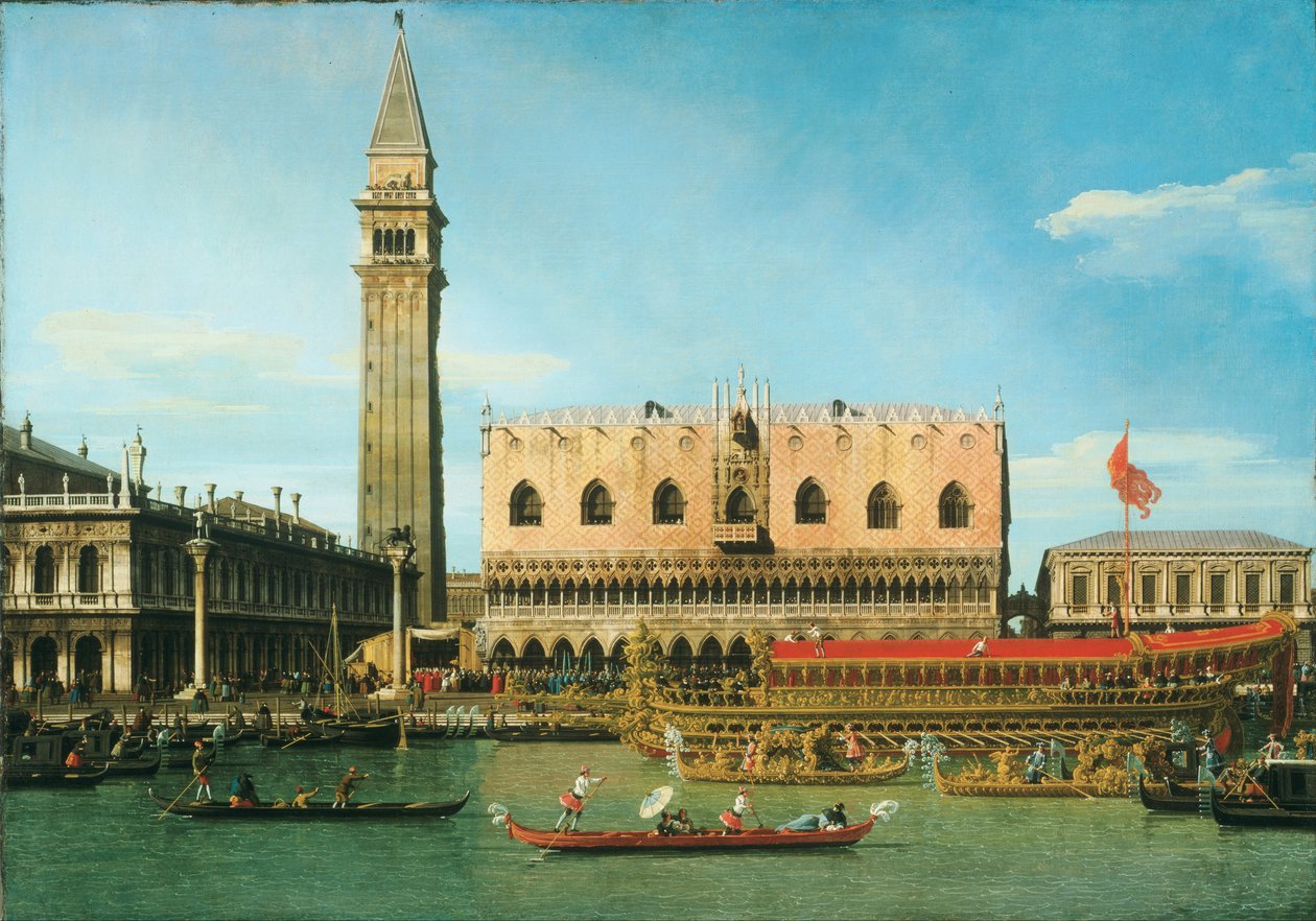 在提升日的Molo的Bucintoro 作者 乔瓦尼·安东尼奥运河（Canaletto）