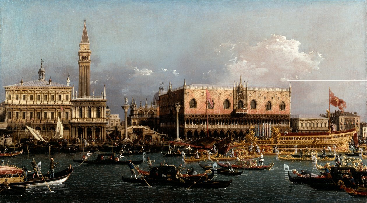 在提升日的Molo的Bucintoro 作者 乔瓦尼·安东尼奥运河（Canaletto）