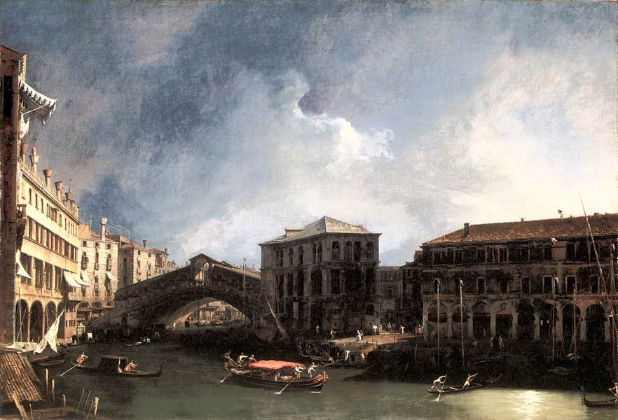 在Ponte di Rialto附近的大运河 作者 乔瓦尼·安东尼奥运河（Canaletto）