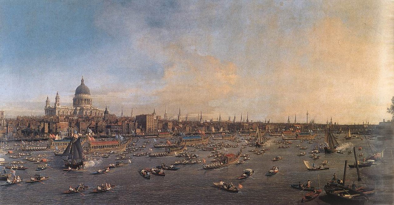 泰晤士河与圣保罗大教堂市长市长日 作者 乔瓦尼·安东尼奥运河（Canaletto）