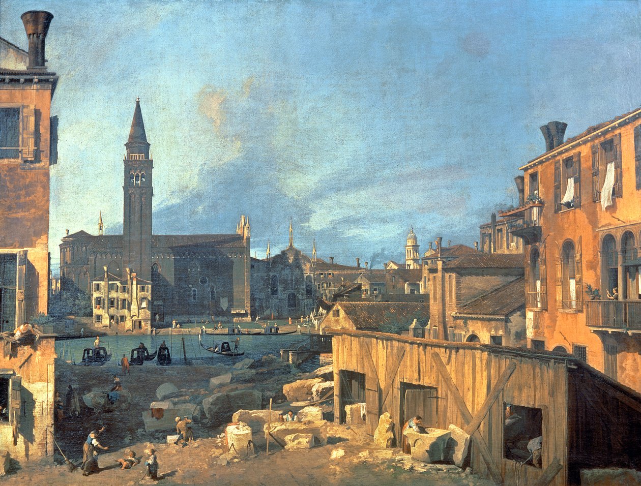 威尼斯：Campo San Vidal和Santa Maria della Carita（The Stonemason&39;s Yard）1727-28 作者 乔瓦尼·安东尼奥运河（Canaletto）