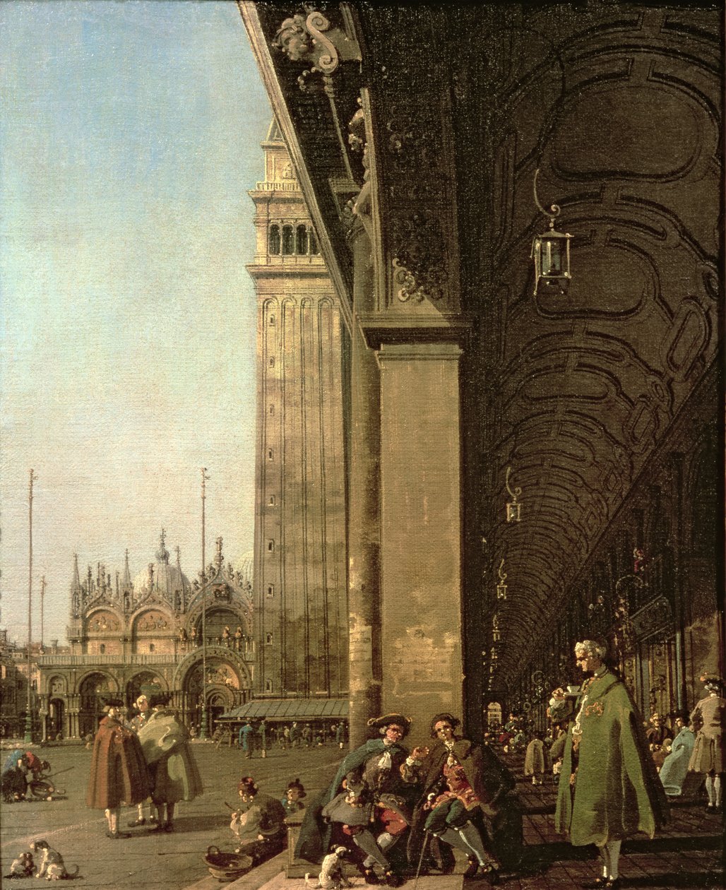 威尼斯：圣马可广场和Procuratie Nuove的柱廊，c.1756 作者 乔瓦尼·安东尼奥运河（Canaletto）