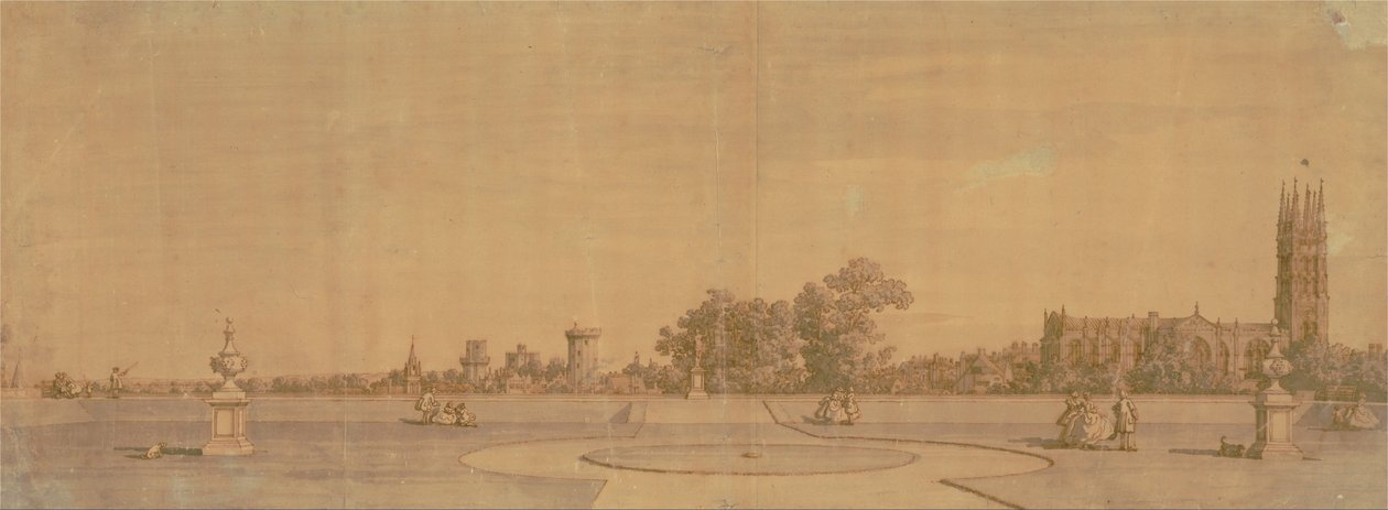 沃里克 - 修道院花园的城镇和城堡 作者 乔瓦尼·安东尼奥运河（Canaletto）