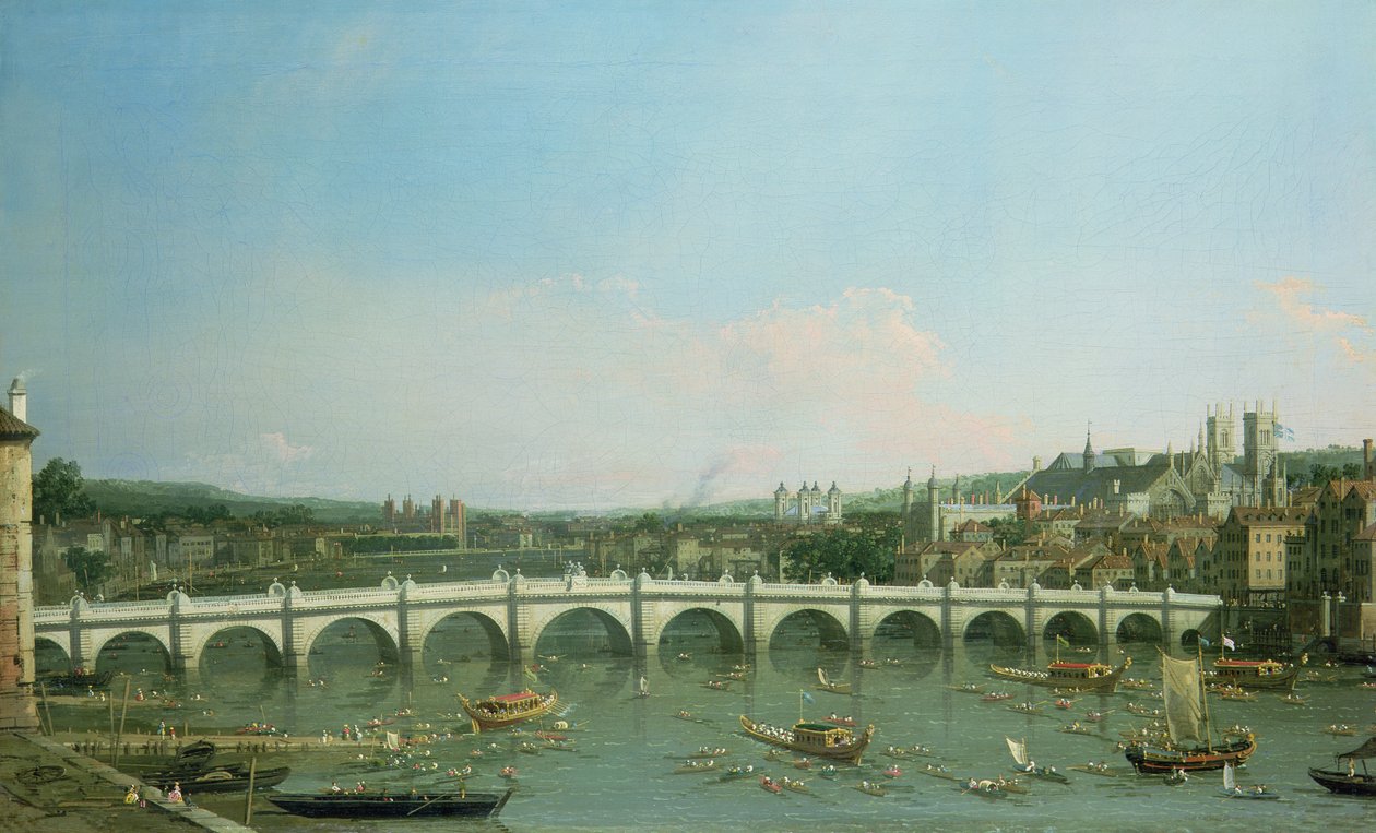 威斯敏斯特桥从北部与兰贝斯宫在距离 作者 乔瓦尼·安东尼奥运河（Canaletto）
