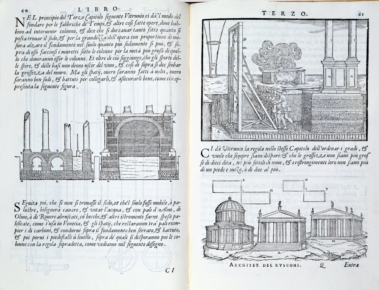 奠定基础，来自&39;Della Architettura&39;，出版于1590年 作者 乔凡尼·安东尼奥·鲁斯科尼
